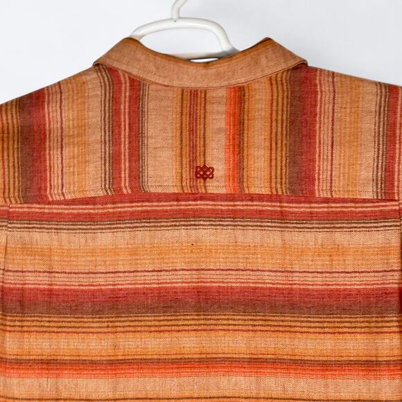 Sherpa Adventure Gear Flannel Shirt Men's M UPF 50+ Orange Striped Long Sleeve - Picture 4 of 7